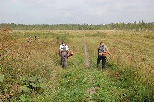 Kolejny fragment pokaże koszenie ręczne wykaszarkami